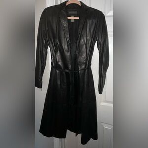 Banana Republic Black Leather MID Coat Size XSmall
